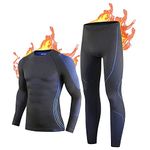 NOOYME Men's Thermal Underwear, Winter Long Johns for Men Thermal Quick Dry Base Layers Men Thermal Underwear Anti-Bacterial Hygroscopic Compression Mens Thermals Top And Bottoms for Run Ski Workout