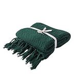 SIPEIEN Cable Knit Oversized Throw Blanket Reversible Blanket Cozy Cotton Blend Sweater Knitted for Sofa Bed Dark Green