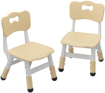 3-Level Adjustable Toddler Chair Set, 2 Pack Kids Chairs with Ergonomic Back Support, Lightweight Sturdy Plastic, 180 Lbs Capacity for Home, Classroom, Daycare Use, Yellow