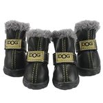 Dog Boots, Dog Shoes Waterproof Dog Paw Protectors with Adjustable Straps Rugged Anti-Slip Sole, Winter Snow Booties for Small Medium Dogs (S, Black)