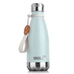 Mollcity 12 oz Water Bottle for School-Small Stainless Steel Vacuum Insulated Water Bottles-Leak Proof for Boys Girls(Baby Blue)