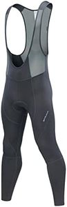 qualidyne Men's Cycling Bib Pants 3D Padded Winter Thermal Cold Weather Bike Bib Tights Biking Bicycle Long Leggings, Gray - Fleece Liner, Large