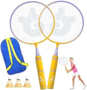 Kids Badminton Racket Set with Soft Grip, Oversized & Lightweight Shuttlecocks Racquet for 2-Player with Carry Bag, Beach Lawn Backyard Play, Indoor/Outdoor Sport Game, Perfect for Children & Youth