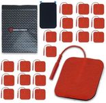 Reusable Electrode Pads for TENS Pro EMS Unit, Premium Replacement Square Pads with Plastic Holder, Set of 10 Pairs, Red