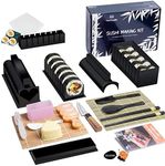 TantivyBo Sushi Making Kit 22 Pcs, Sushi Rolling Mat Kit for Beginners with 2 Sushi Mats, Chopsticks, Onigiri Mould, Rice Ball Maker, Musubi Press Mold, Temaki Roller, Nigiri Mould (Black)