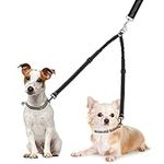 SlowTon Double Dog Leash, No Tangle Double Leash for 2 Dogs Walking Training 360°Swivel Rotation Reflective Adjustable Length Dual Two Dog Lead Splitter, Shock Absorbing Bungee Lead 2 Dog(Black)