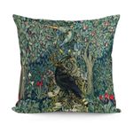 William Morris Forest Animals Raven On Acanthus Leaves Blue Green Floral William Morris Greenery for Decorative Throw Pillow Covers Cozy Soft Pillowcase Set of Aesthetic Cushion Cover for Home Decor