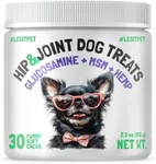 LEGITPET Hemp Hip & Joint Supplement for Dogs Soft Chews Made in USA Functional Glucosamine for Dogs Chondroitin MSM Turmeric Hemp Seed Oil Natural Pain Relief Mobility Advanced Joint 30 Treats