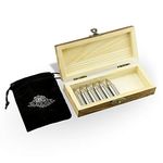 Buviona Bullet Whiskey Stone Rocks Set – Stainless Steel 6 piece Whiskey Stones – Whiskey Chiller SKS Bullets Cubes Gift Set – Stainless Steel Reusable Ice Cubes