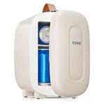 FOHERE Mini Fridge 5 Liter/6 Cans, Portable Mini Cooler & Warmer, AC+DC Power Compatibility, Small Fridge for Bedroom, Offices, Car, Skincare, Makeup, Cosmetics, Drinks, White