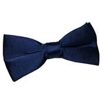 RR Design Boy's Essential Satin Neck Bow Tie (Navy Blue, 5-10 Years)