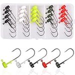 Ned Rig Fishing Jig Heads Baits Kit Crappie Jig Hooks for Soft Lures, 5 Colors 20pcs 1/10oz 1/6oz