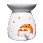 Wax Melt Essential Oil Burner White - Star Pattern, Ceramic Aroma Burners Assorted Wax Warmer Aromatherapy Tarts Holder Candle Scented Diffuser Home Bedroom Decor Christmas Housewarming Gift