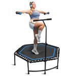 SereneLife Fitness Exercise Rebounder Mini Trampoline - 48" Inch Jump Exercise Equipment with adjustable Handle, for Adults - Ultimate indoor/outdoor workout training