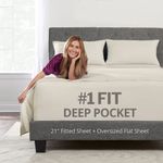 Extra Deep Pocket Queen Bed-Sheets – 4-Piece Includes: 18”-21” Inch Super Extra Deep Pocket Fitted Sheet – Oversize Flat Sheet – 2 Zipper Closure Pillowcases – Perfectly Fit – Queen Size – Beige Cream