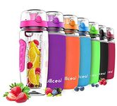 willceal Fruit Infuser Water Bottle 32oz Durable,Large - BPA Free Tritan,Flip Lid, Leak Proof Design - Sports, Camping (Pink)