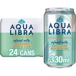 Aqua Libra Sparkling Water - Natural Flavour - No Sugar - Low Calorie - Refreshing - Cucumber, Mint and Lime - 330 ml - Pack of 24 cans