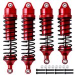 All Metal Aluminum RC Shocks for 1/10 Traxxas Slash 4x4 Rustler 4X4 Shocks Stampede 4X4 Shocks Hoss 4X4 Monster Truck Dampers, Front & Rear, Replace 5862, 4PCS (Red)