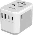 Universal Adapter, TESSAN Worldwide Travel Plug Adaptor with 2 USB A and 3 USB C Ports, International Travel Adapter for EU, UK, USA, AU, Power Socket Charger for Multi Countries