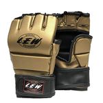 LEW Gold/Black Fight/MMA/Muay Thai Thumb Protection Grappling Gloves (Gold/Black, Large/Ex-Large)