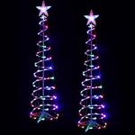 Macarrie 2 Pack 6 Ft Spiral Christmas Trees Outdoor Light Up Christmas Tree 125 LEDs Plug in Tree Decor Cone Tree Decoration with Star Tree Topper for Christmas Outside Yard Porch Home (Colorful)