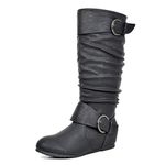 DREAM PAIRS Women's URA Black Knee High Low Hidden Wedge Boots Wide Calf Size 11 M US