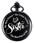 Tiny Tim Rakshabandhan Theme Classic Pocket Watch Key Chains, Gifts for Brothers & Sisters, Birthday Gift for Cousins, Bhai & Behen Message Engraved, for Special Occassions (Sister Crime Partner)