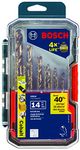 BOSCH CO14 14-Piece Assorted Set with Included Case Cobalt Metal Drill Bit with Three-Flat Shank for Drilling Applications in Stainless Steel, Cast Iron, Titanium, Light-Gauge Metal, Aluminum