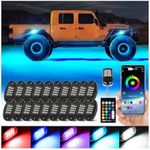 20 Pods RGB LED Rock Lights, Waterproof Red Green Blue Underglow Kit for Semi Trucks Boat Trailer Offroad Pickup RV Van Bus 12V