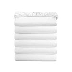 Elegant Comfort 6-PACK Luxury Fitted Sheets - Premium Hotel Quality Microfiber 6-Piece Fitted Sheets with Storage Pockets on Sides, Twin/Twin XL Size, White