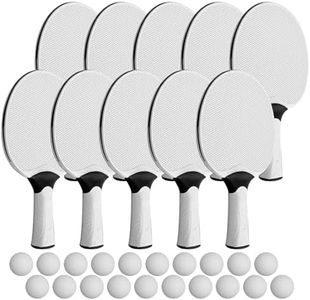 LECEHIVO 10 Pcs Table Tennis Paddles Kit with10 Balls Composite Professional Racquets Set Portable Rubber Rackets for Indoor and Outdoor (White)