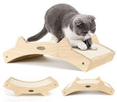 pecute Cat Scratcher, Double-Sided Woven Sisal Durable Cat Scratching Pad Wooden Structure Kitty Scratching Pads Cat Lounger (42x27.5cm) Cat Gift Exquisite Boxed