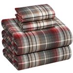 Ruvanti Flannel Sheets Queen Size - 100% Cotton Double Brushed Bed Sheets, Deep Pockets 16 Inches Queen Sheet Set, All Seasons Breathable & Extra Soft - Warm & Cozy, 4 Piece, Halloween Check