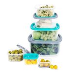 FiNeWaY 7pc Nesting Stackable Food Storage Containers Box With Airtight Lids BPA Free Lunch Snack Meal Boxes Kitchen Reusable Organiser Portion Control