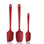 Baskety Silicone Spatula Set 3 Piece-Mini, Large Rubber Scraper& Spoonula 600F Heat Resistant with Stainless Steel Filler for Cooking Baking and Mixing.(SPATULA-3A) (RED)