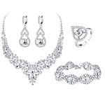 MILACOLATO Bridal Jewellery Sets Bridal Necklace for Women Princess Elegant Cubic Zirconia Diamond Rhineston Earrings Set Crystal Jewellery Set CZ Birthday Wedding Jewellery Set for Women