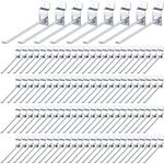 100 Pieces Heavy Duty Slatwall Panel Hooks Hanging Slatwall Accessories Metal Slat Wall Hanging Hooks Silver Slat Wall Hanger Commercial Grade Slatwall Pegs for Garage Shop Retail Display (6 Inch)