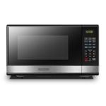 BLACK+DECKER EM031MB11 Digital Microwave Oven with Turntable Push-Button Door, Child Safety Lock, 1000W, 1.1cu.ft, Black & Stainless Steel, 1.1 Cu.ft