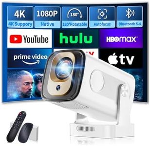 [Built-in App] Mini Projector 1080P Full HD,4K Projector,Smart Projector Featuring Auto Focus & Keystone Correction,Portable Projector WiFi 6 & Bluetooth 5.4,180°Rotation.Support Phone/HDMI/USB/White