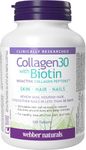 Webber Naturals Collagen30 with Biotin, 2,500 mg of Bioactive Collagen Peptides with 5,000 mcg of Biotin Per Serving, 120 Tablets, For Advanced Nourishment of Skin, Hair and Nails