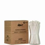 Blowholes Cocktail Size Eco-Friendly, Compostable, Long-lasting Paper Straws 440 Count - White