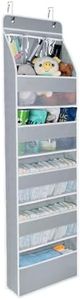 Univivi Over Door Hanging Organizer Storage with 5 Large Pockets and 3 Small PVC Pockets for Cosmetics Wall Hanging Storage Organizer for Pantry Baby Nursery Bathroom Closet Dorm, (Grey)