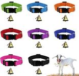 8 Pack Goat Collar with Bell, Sheep Collars with Bell, Grazing Copper Bells and Adjustable Nylon Collar Set for Small Farm Animal Sheep Cow Pet Goat Accessories