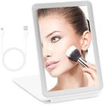 Dorence Rechargeable Travel Lighted Makeup Mirror, White - Compact Foldable LED Mirror for Flawless Application - Modern Design - Portable Vanity Mirror for On-The-Go Skincare and Beauty Needs