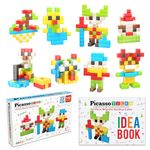 PicassoTiles 102 Pieces 1" Magnetic Toy Building Block Cubes Building Block, 3D Cube Construction Cubes Magnet Sensory Toys Gifts Educational with Free Idea Book for Kid, Boy, Girl & Toddler PMC102