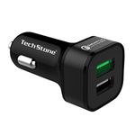 TechStone Car Charger Dual USB In Car Fast Charging Adapter Quick Charge 3.0 – Mini Phone Cigarette Lighter 12v Socket for iPhone XS/XR/Max/7/8/Plus, Air 2/ iPad Pro/Mini, Galaxy, LG, HTC