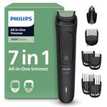 Philips Multigroom 3000 Series All-in-One 7-Piece Trimmer - Shaver and Clipper for Beard and Hair, Self-Sharpening Skin-Friendly Blades, 10 Length Settings, Model MG3930/15