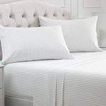 Mellanni Double Size Sheet Set - Iconic Collection Bedding Sheets & Pillowcases - Extra Soft, Deep Pocket up to 16" - Wrinkle, Fade, Stain Resistant - 4 PC (Double/Full, Pin Stripe Gray)