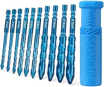 SONCHIE Eccentric Drill Bit Set - Set of 10 Carbide-Tipped Crooked Drill bit Masonry Drill Bit Sets forConcrete/Walls/Tiles/Glass/Hard Plastic/Cement/Granite, etc