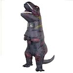 Inflatable T-REX Costume Adult Dinosaur Costumes Jumpsuit Air Blow up Halloween Cosplay Fancy Dress up Costume (Black)